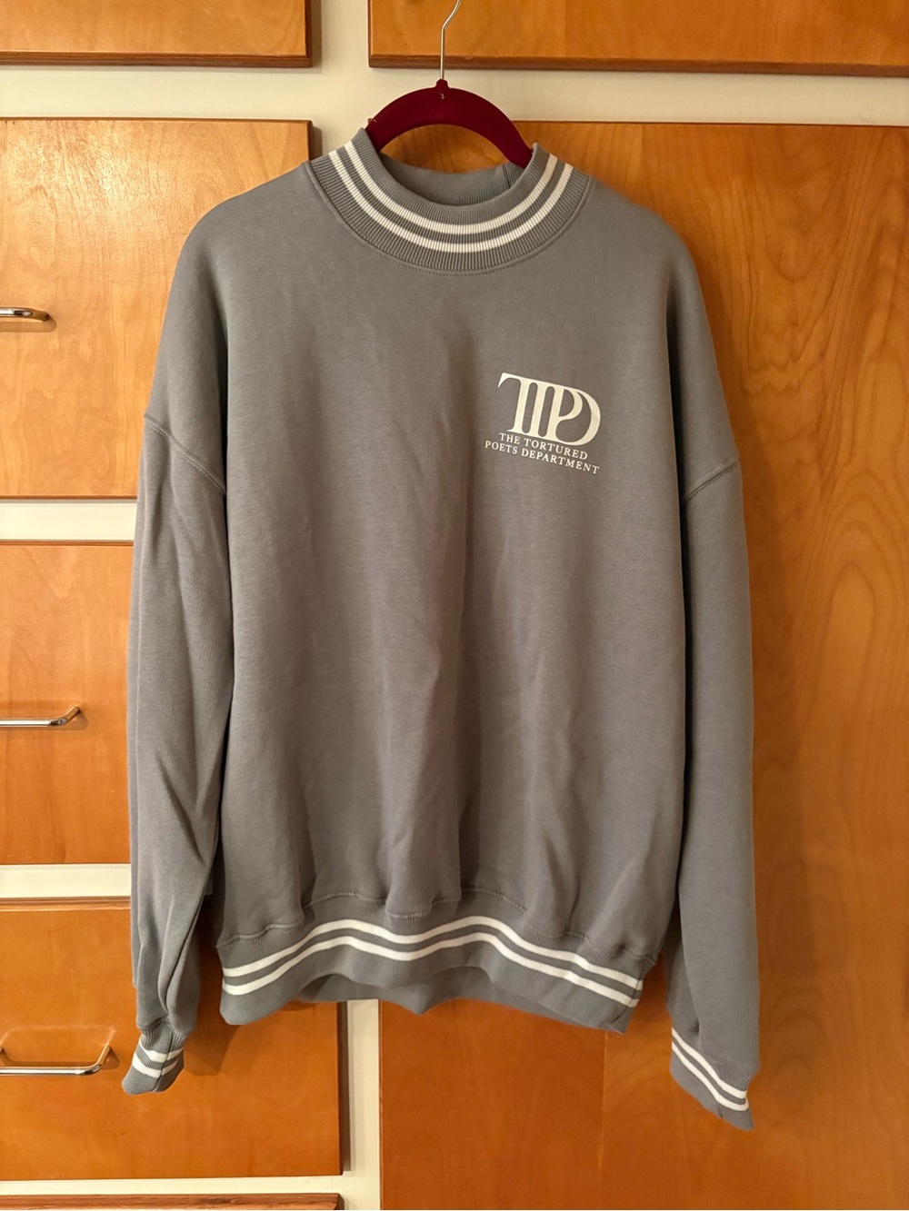 Taylor Swift Gray Crewneck Sweater with White Stripes